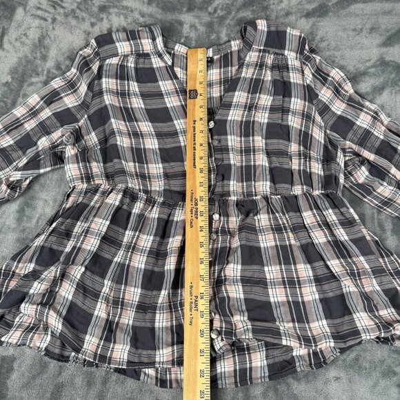 Torrid Button-Front Shirt Plaid Crop Top Womens 0 L Cottagecore Babydoll Blouse - Picture 6 of 10